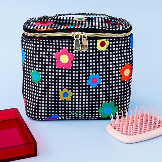 kate spade new york, Insulated Lunch Tote, Small Lunch Cooler, Cute Lunch Bag for Women, Striped Thermal Bag with Double Zipper Close and Carrying Handle, Gingham Garden