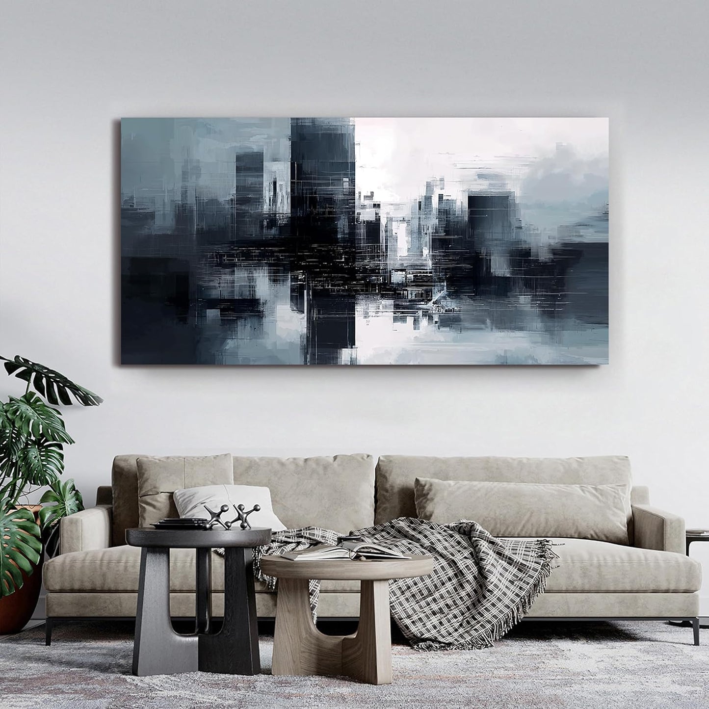 Dimpaga Abstract Canvas Wall Art Decorations Large Black and White Canvas Wall Art Decor Modern Abstract Wall Art Prints Decor Pictures For Bedroom Decorations Wall For Living Room Office 24" X 48"