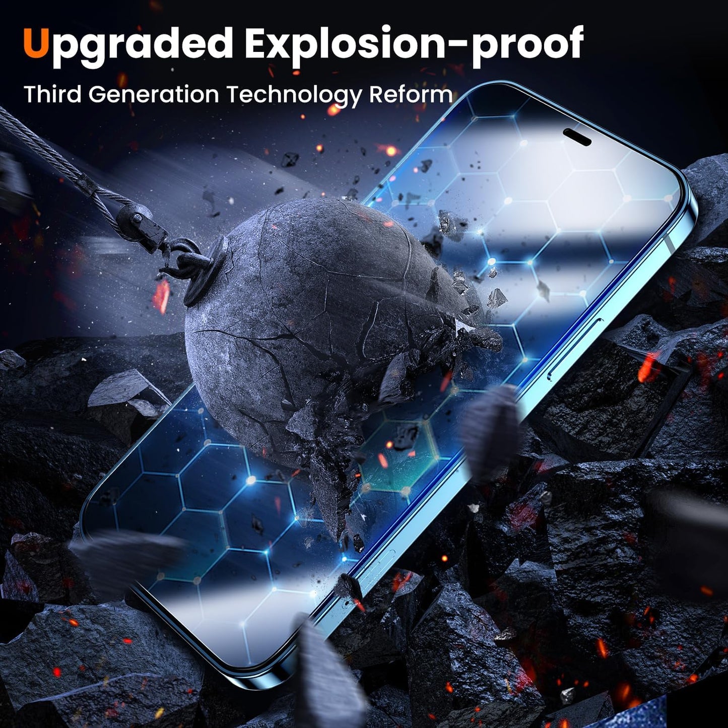 UniqueMe for iPhone 12 Pro Max Screen Protector - [Military Grade Shatterproof & 9H+ Hardness] Screen Protector 12 Pro Max Tempered Glass Full Coverage Protection, Easy Installation, 2 Packs