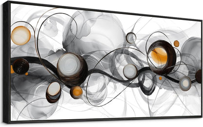 XLSJERST Black Wall Art - Abstract Artwork Minimalist Painting Large Size Frame Wall Art for Living Room Wall Decor Modern Black and White Canvas Picture Boho Gray Wall Art