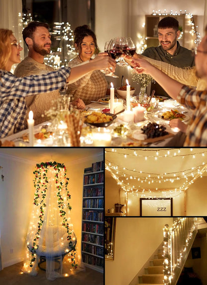 Battery Operated Christmas String Lights, 8ft 20 LED Mini Lights with Timer, Christmas Tree Lights for Indoor Outdoor Bedroom Wedding Party Holiday Xmas Decoration，Warm White（2 Pack）