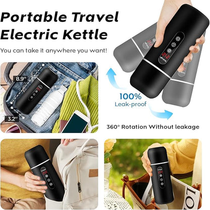 Electric Travel Kettle,12V/24V Car Coffee Warmer Kettle,Portable Hot Water Boiler,Small Hot Water Heater with Built-in Magnetic Induction Stirring
