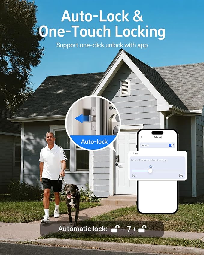 Fingerprint Door Lock - ANYBELL Keyless Entry Smart Lock Deadbolt with Electronic Keypad, App Control & Auto Lock, Easy Install for Front Door - Satin Nickel