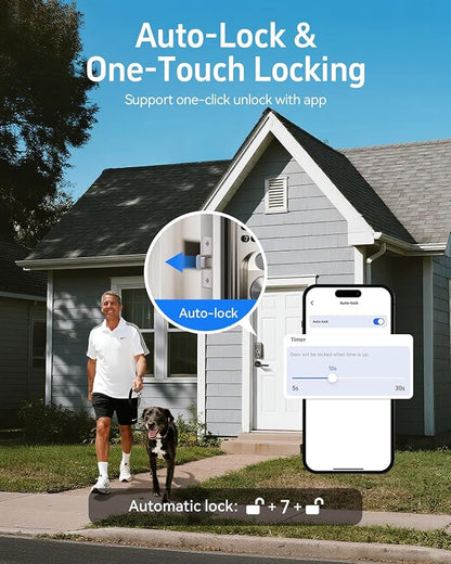Fingerprint Door Lock - ANYBELL Keyless Entry Smart Lock Deadbolt with Electronic Keypad, App Control & Auto Lock, Easy Install for Front Door - Satin Nickel