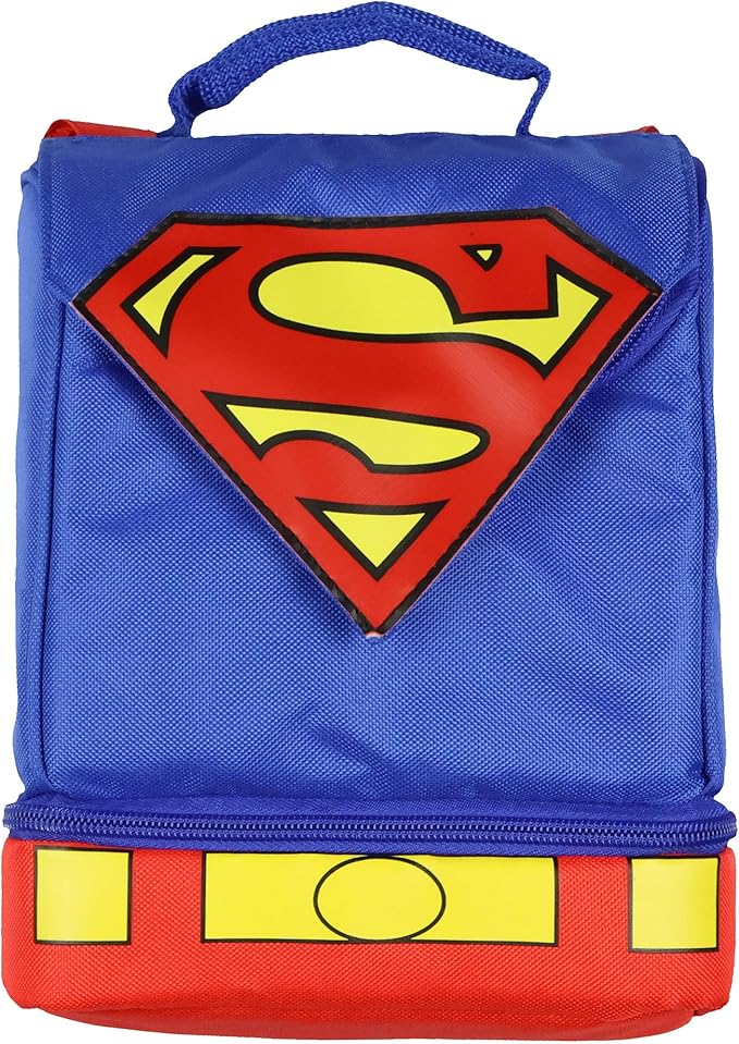 DC Comics Superman Lunch Box Dual Compartment Insulated Food Container Bag 10"