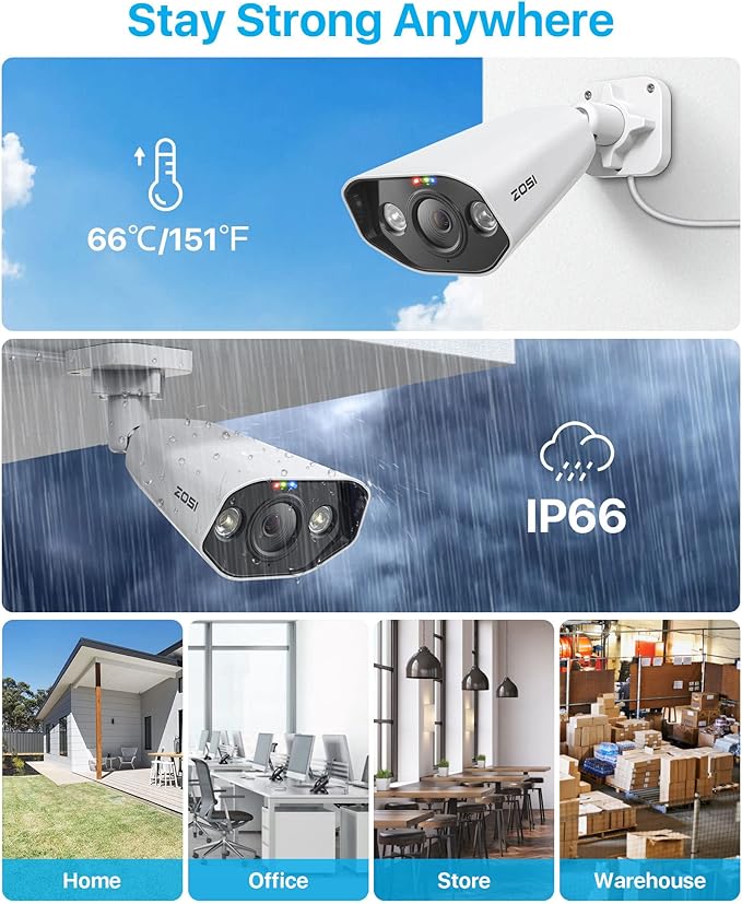 ZOSI 16CH 4K PoE Security Camera System with 2 Way Audio,H.265+ 8MP 16CH NVR with 4TB HDD for 24/7 Recording,8X 5MP PoE IP Cameras Indoor Outdoor with Person Vehicle Detection,Color Night Vision