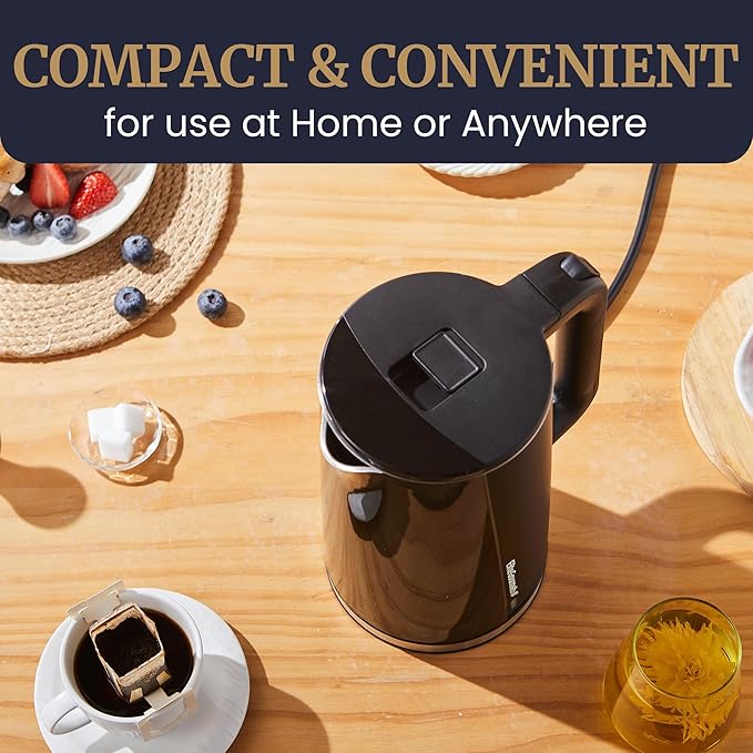 Elite Gourmet 1.7L Cool-Touch 1500W Fast Boil Electric Kettle, Fully Stainless Steel Lid & Interior BPA Free, Double Wall, Auto Shut-Off, Black