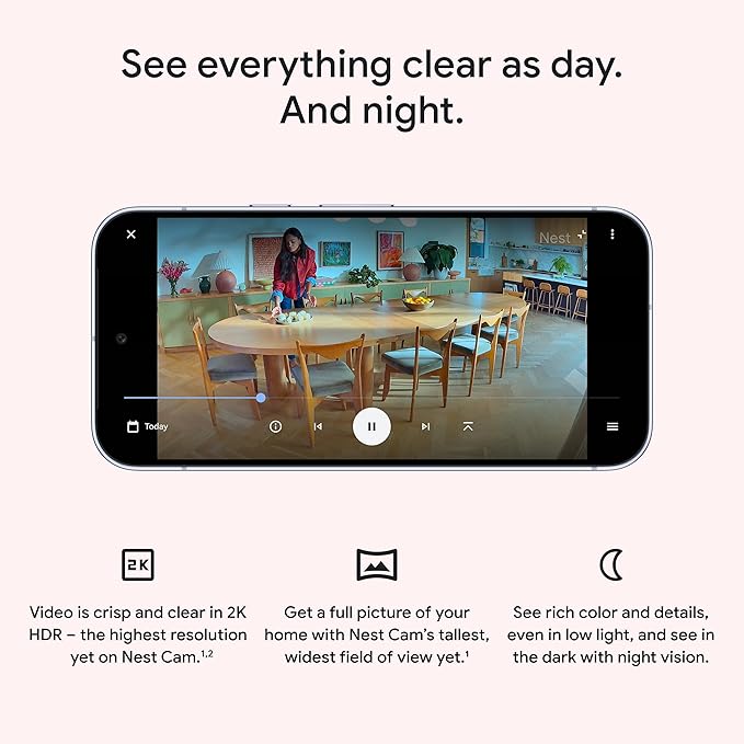 Google Nest Cam Indoor (Wired, 3rd Gen) - Security Camera with 2K Video and Gemini, Night Vision, 2-Way Audio, Works with Google Home - 2025 Model - Hazel