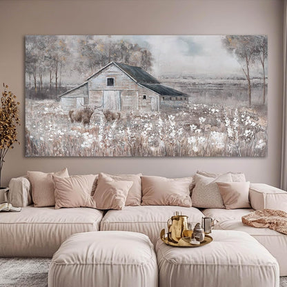 SDYA Cow Home Wall Decor Floral Canvas Print Room Decorations 29"x58" Large Pictures for Living Room Wall Art for Dining Room Area