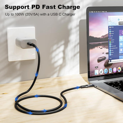 usb c 3.1 cable,usb c 10gbps type c data transfer cable 4K Video Output 100W Power Delivery Compatible with Thunderbolt 3 Tpye C Cord，Matebook, Chromebook and More Type-C Devices/Laptops/Hub,6.6FT（2m）