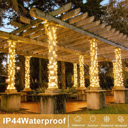 40ft 120 LED Christmas Lights Outdoor, Warm White Christmas String Lights Indoor 8 Modes Clear Wire, Connectable Twinkle Fairy Lights Plug in for Bedroom Wedding Tree Christmas Decorations