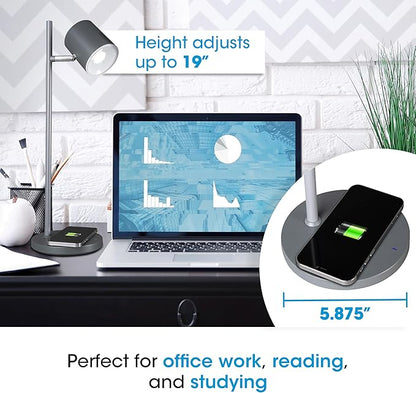 OttLite LED Desk Lamp with Wireless Charger, Good Housekeeping, Modern Book Light, Reading Light, Adjustable, Dimmable, Designed to Reduce Eyestrain, Great Desk Lamps for Home Office
