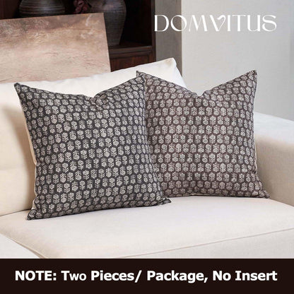 DOMVITUS Floral Pillow Covers Set of 2, Throw Pillow Covers 20x20, Floral Print Neutral Accent Decorative Pillow Covers for Living Room, Bed, Dark Brown