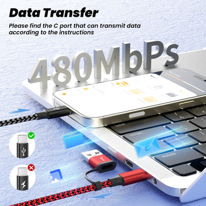 Travel Essentials 4in2 Multi Charging Cable for Apple Watch Charger,USB A/C to Dual Type C/IP/iWatch Charger,Travel Chargers for Multiple Devices Compatible with iWatch Series&iPhone 16-12 5FT