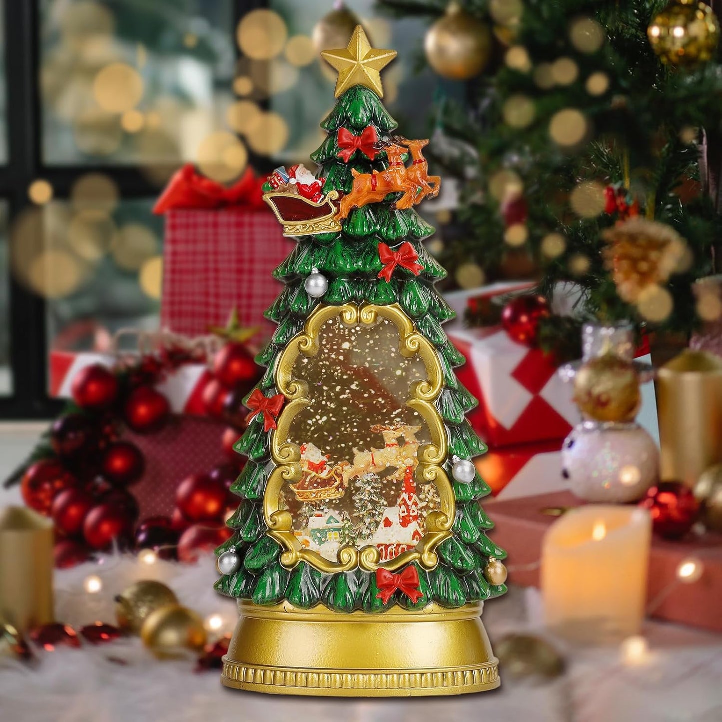 Christmas Snow Globes,with Musical and 6 Hour Timer,Snow Globes Lights, Christmas Indoor Decorations, Christmas Tree Decorations,USB & Battery Powered,Christmas Christmas Santa Claus