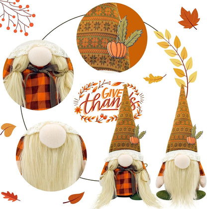 Lovinland Fall Decor - Fall Decorations for Home - Cute Thanksgving Gnomes Plush Doll for Office, Indoor, Room, Mantel, Shelf, Tiered Tray, Porch, Desk, Harvest Table Centerpieces - Autumn Gifts