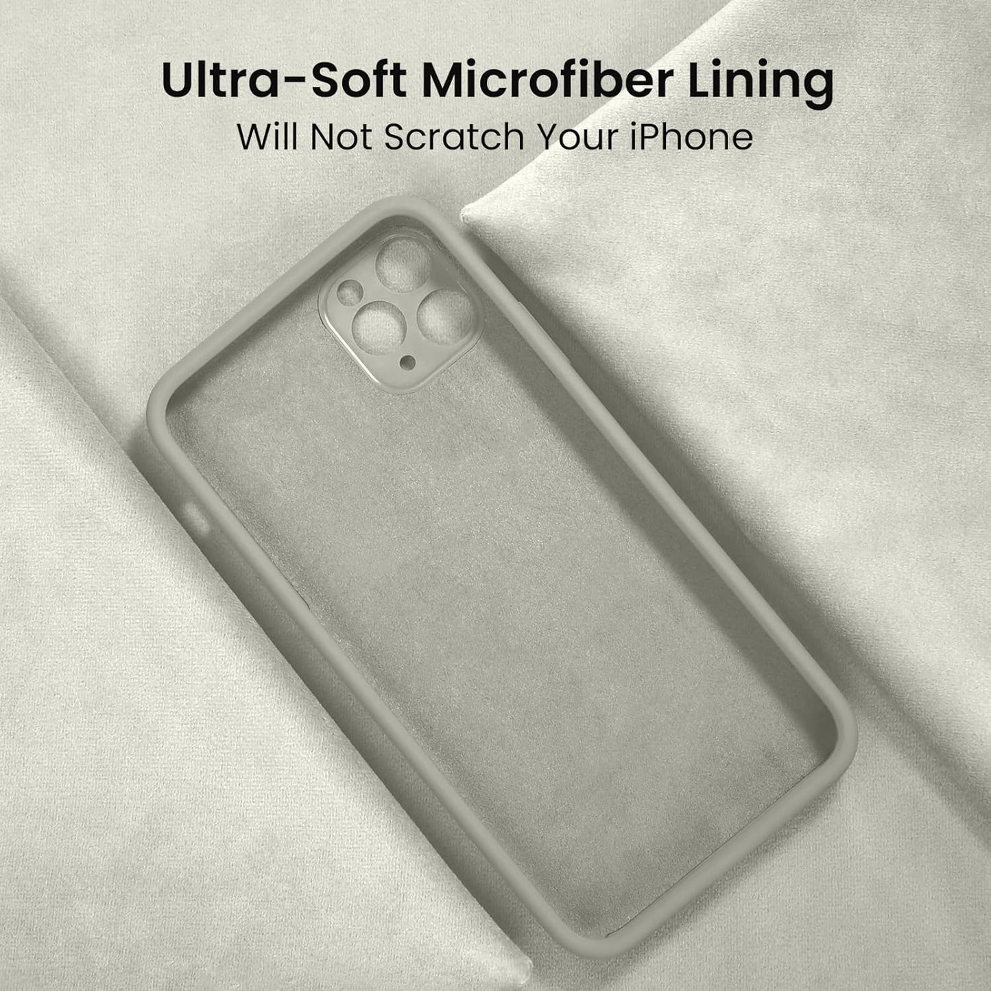 FireNova Designed for iPhone 13 Pro Case, Silicone Upgraded [Camera Protection] Phone Case with [2 Screen Protectors], Soft Anti-Scratch Microfiber Lining Inside, 6.1 inch, Stone