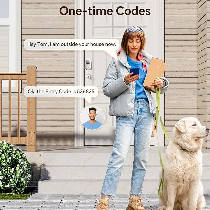Keyless Entry Door Lock Set WiFi Smart App Control Door Lock for Front Door Keypad Deadbolt with 2 Knobs Auto Lock One Time Codes Easy Install, Satin Nickel