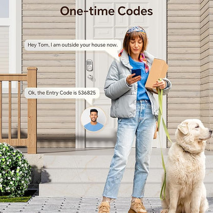 Keyless Entry Door Lock Set WiFi Smart App Control Door Lock for Front Door Keypad Deadbolt with 2 Knobs Auto Lock One Time Codes Easy Install, Satin Nickel