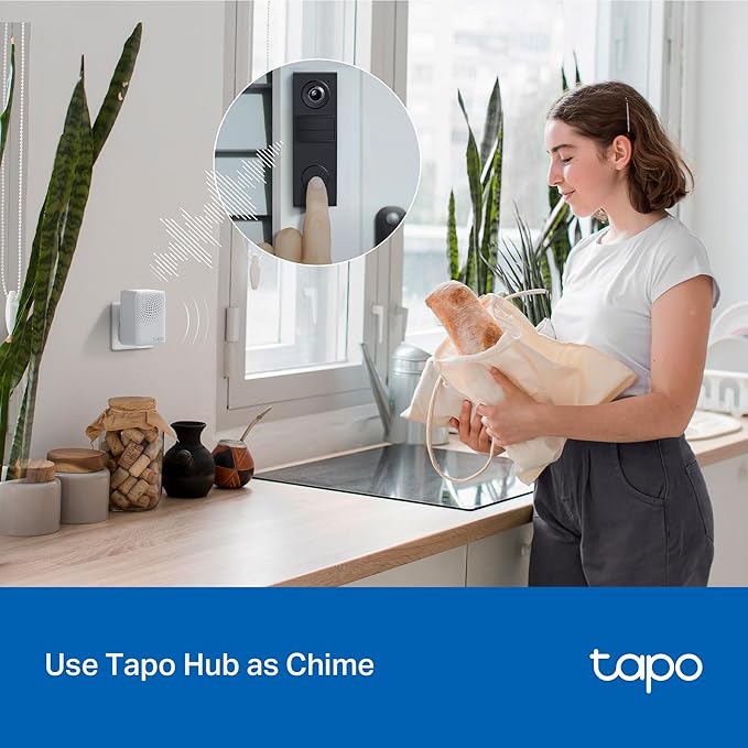 Tapo 2K Wired Smart Video Doorbell - 160° Ultra-Wide View, Person Detection, 2-Way Talk, Ring Call, Night Vision, Subscription-Free Local Storage or Optional Cloud, Compatible with Alexa, D205