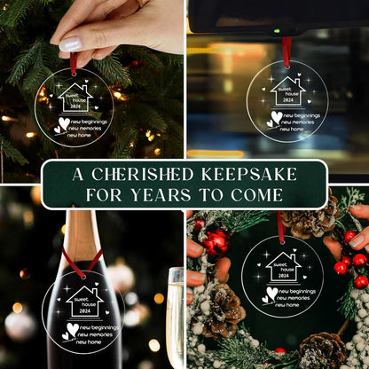 New Home Ornament 2024 - Housewarming Gifts, 2024 Sweet Home, New House Presents for Women, Couple - New Home Gift Ideas 2024 for Christmas, Acrylic Ornament