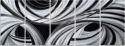 Yihui Arts Black and White Metal Art Wall Decor Hand Crafted Abstract Aluminum Artwork Modern Wall Sculpture Home Accent for Living Room Bedroom Dinning Decor