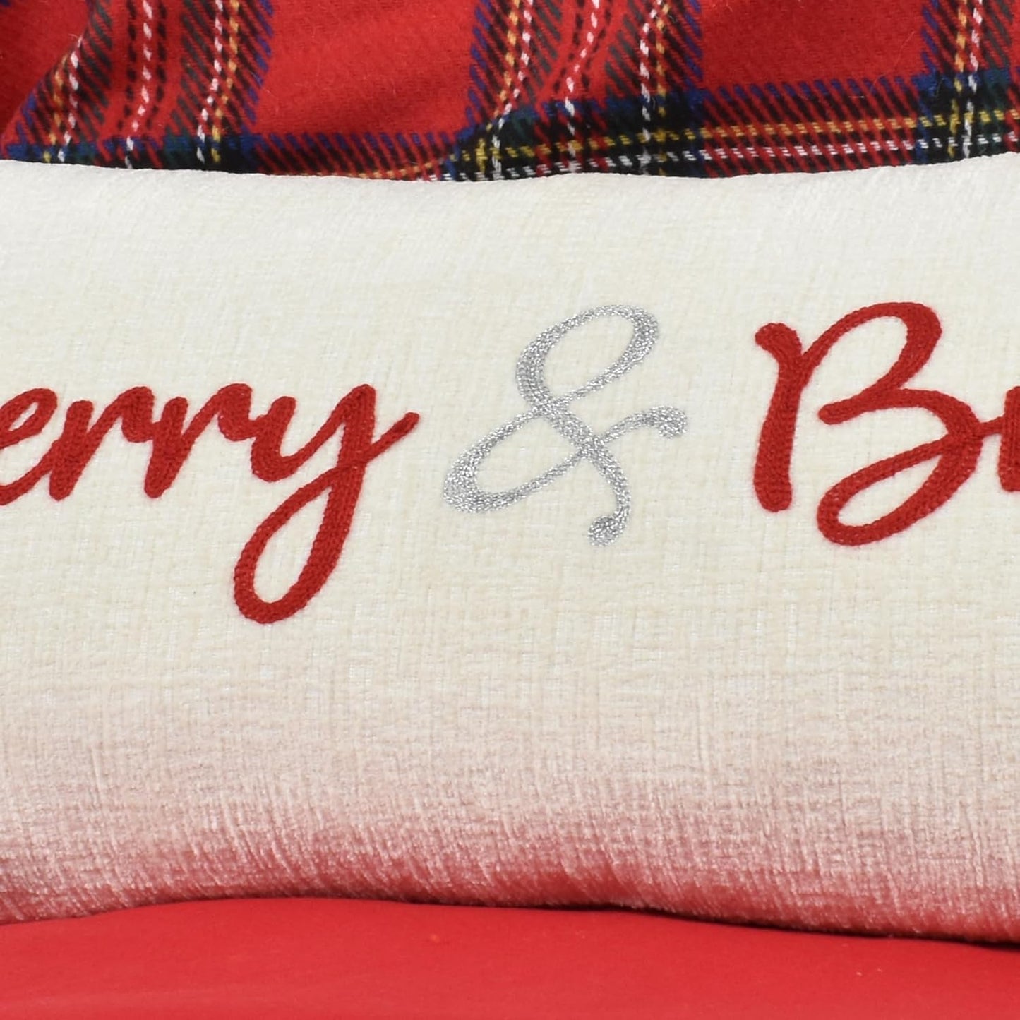 Nice Merry and Bright Christmas Decor Cotton Burlap Decorative Rectangle Throw Lumbar Waist Pillow Case Cushion Cover for Couch Living Room 12X24 inches