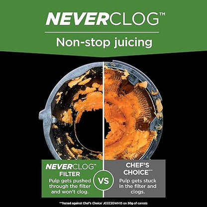 Ninja NeverClog Cold Press Juicer, Powerful Slow Juicer with Total Pulp Control, Countertop, Electric, 2 Pulp Functions, Dishwasher Safe, 2nd Generation, Charcoal, JC151