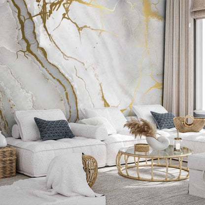 artgeist Wall Mural Marble Stone 216x98 in - XXL Non-Woven Corner Wallpaper Fleece Angle Wall Decor Photo Print Picture Image Design Modern White f-C-10015-a-a