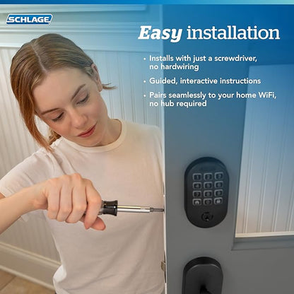Schlage Arrive WiFi Deadbolt Smart Lock, Keyless Entry Door Lock with Remsen Trim, Satin Nickel, Compatible with Alexa and Google, BE459WB RMN 619