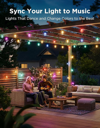Govee Outdoor Clear Bulb String Lights 144ft, RGBWIC Smart Outdoor Lights with 45 Dimmable LED Bulbs, 111 Scene Modes, IP67 Waterproof Shatterproof, Works with Alexa, Google & Matter for Patio