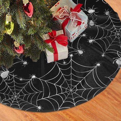 Christmas Tree Skirt,Sliver Spider Web Xmas Tree Skirt Rustic Farmhouse Tree Skirt for Christmas Decor Xmas Holiday Home Party Decorations36
