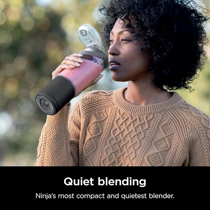 Ninja Blast 16 oz. Personal Portable Blender with Leak Proof Lid and Easy Sip Spout, Perfect for Smoothies, Cordless, USB-C Rechargeable, Dishwasher Safe Parts (Renewed) (Black)