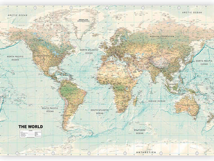 artgeist Premium Wall Mural World Map 177x124 in - XXL Non-Woven Wallpaper Fleece Wall Decor Photo Print Picture Image Design Home Map of The World k-A-0091-a-d