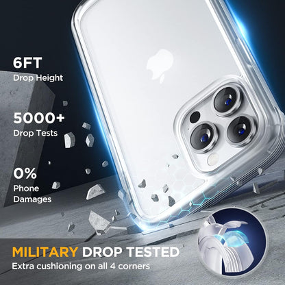Miracase Glass Series Designed for iPhone 14 Pro Case 6.1 Inch, Upgrade Full-Body Bumper Case with Built-in 9H Tempered Glass Screen Protector, with Camera Lens Protector, Matte Clear