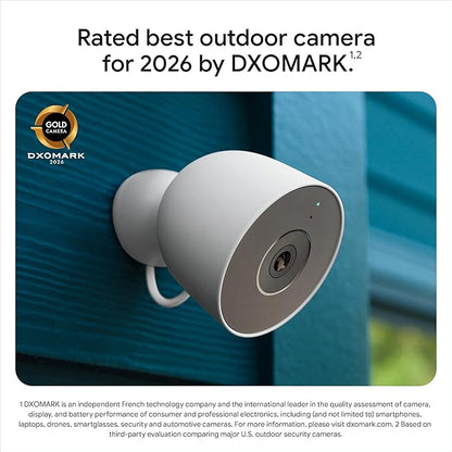Google Nest Cam Outdoor (Wired, 2nd Gen) - 2 Pack - Security Camera with 2K Video and Gemini, Night Vision, 2-Way Audio - Works with Google Home - 2025 Model - Snow