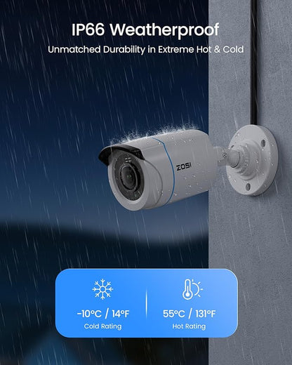 ZOSI 1080P H.265+ Home Security Camera System with AI Human Vehicle Detection, 5MP 3K Lite 8 Channel CCTV DVR Recorder with 2TB Hard Drive and 8 x 1080p Surveillance Bullet Camera Outdoor Indoor