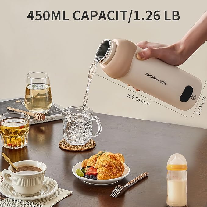 Travel Mini Electric Tea Kettle Small, 6 Temper Controls Portable Kettle for Travel with Stainless Steel, Auto Shut-Off and Quickly Portable Water Boiler For Tea & More