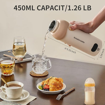 Travel Mini Electric Tea Kettle Small, 6 Temper Controls Portable Kettle for Travel with Stainless Steel, Auto Shut-Off and Quickly Portable Water Boiler For Tea & More