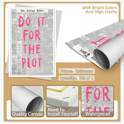 Liyark Retro Black And White Chicago Newspaper Poster Pink Trendy Preppy Apartment Art Motivational Affirmation Do It For The Plot Prints For Home Bedroom Living Room Wall Decor 12x16in Unframed