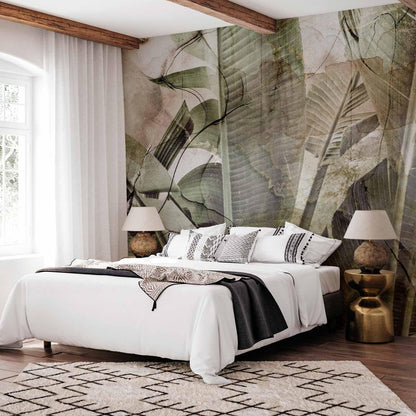 artgeist Wall Mural Tropical Leaves 173x124 in - Peel and Stick Self-Adhesive Wallpaper Removable Large Sticker Foil Wall Decor Print Picture Image Design Jungle Nature Like Painted b-C-0776-a-a