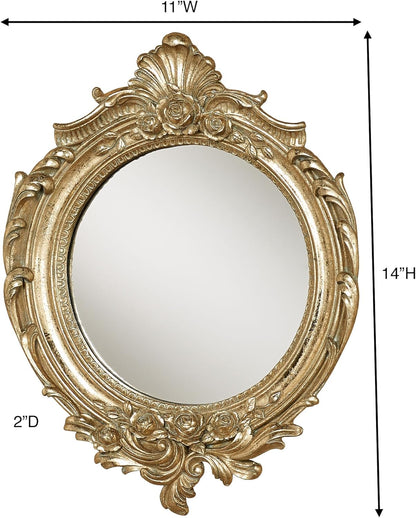 Touch of Class Fitzroy Accent Vintage Wall Mirror Antique Gold | Ornate Victorian Style Decor for Bedroom, Living Room, Hallway, Office | Antique Looking Circular Shape