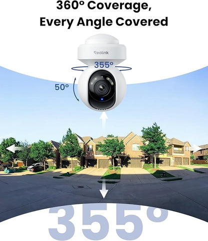 REOLINK 4K Outdoor Plug-in WiFi 6 Security Camera, PTZ Camera for Home Security, Wi-Fi 6 New Tech, Motion Tracking, Smart Detection, 3X Optical Zoom, Motion Spotlight, Local Storage, E1 Outdoor Pro