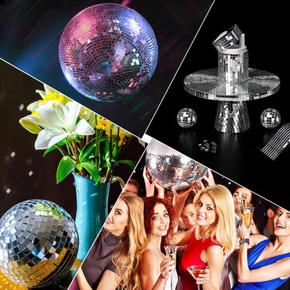LONGKING 2364 Pieces Self-Adhesive Mirror Tiles, Square Mirror Stickers Mosaic Tiles, Glass DIY Craft Decoration, Disco Ball Tiles(Silver)