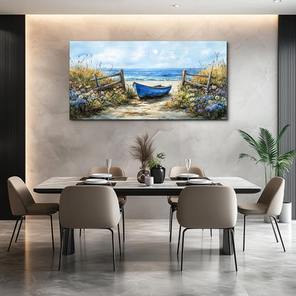 ZUITINGHUA Canvas Wall Art For Living Room Large Wall Decor For Office Bedroom Decorations Seaside Landscape Pictures Boat Painting Artwork Room Wall Mural Aesthetic Home Decor 30x60 In