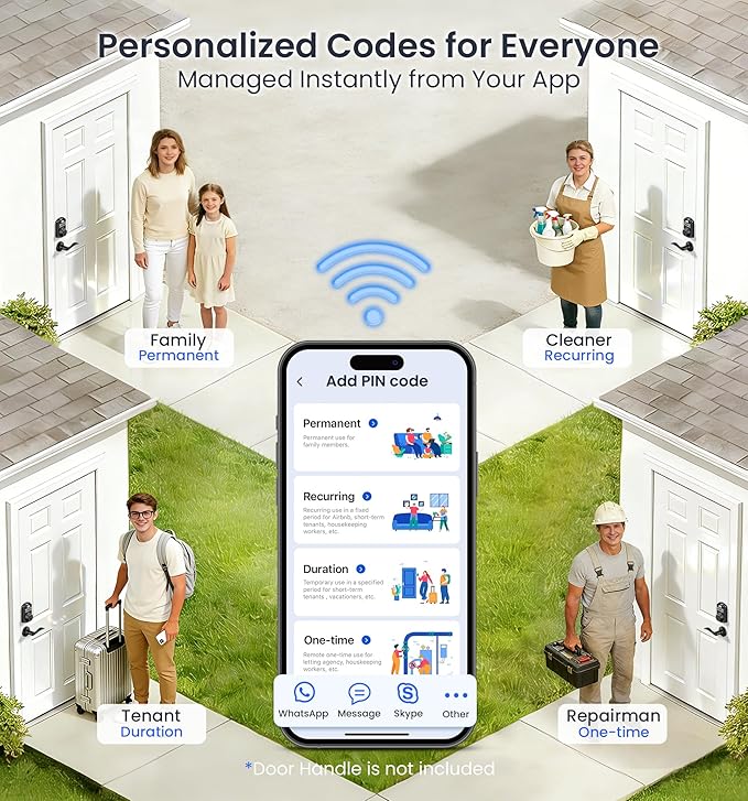 Veise VE012W Built-in WiFi Fingerprint Smart Lock, App Remote Control, Compatible with Alexa & Google Assistant, Keyless Entry for Front Door, Digital Keypad Deadbolt, Auto Lock, Matte Black