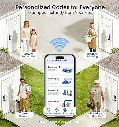Veise VE012W Built-in WiFi Fingerprint Smart Lock, App Remote Control, Compatible with Alexa & Google Assistant, Keyless Entry for Front Door, Digital Keypad Deadbolt, Auto Lock, Matte Black