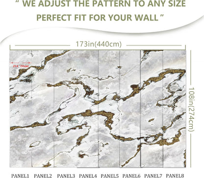 Marble Wallpaper Large Abstract Gold Wall Mural for Bedroom Living Room Office(Not Peel and Stick)
