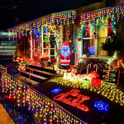 Heceltt Christmas Lights Outdoor, 66FT 640LED Ice Lights 8 Modes with 120 Drops,IP44 Waterproof Timer Memory Function for Christmas Decorations (Multicolor)