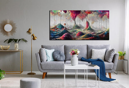 JKWALL77 Mountain Wall-Decor - Graffiti Poster Wall Art - Abstract Canvas Wall Art For Living Room Ready To Hang Size 40" x 20"